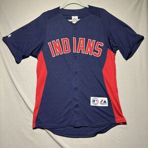 Vintage Indians Mens Small Majestic Sewn Jersey Navy‎ Blue Cleveland Guardians